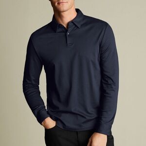 Charles Tyrwhitt Dark Blue Long Sleeve Polo